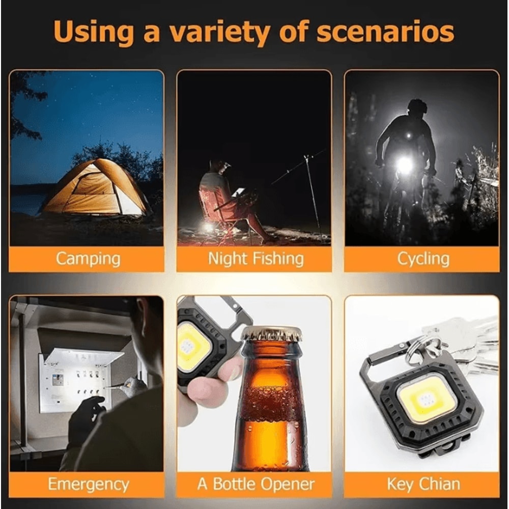 Mini LED Flashlight With Magnetic COB Outdoor Work Light USB Rechargeable 7 Modes 3