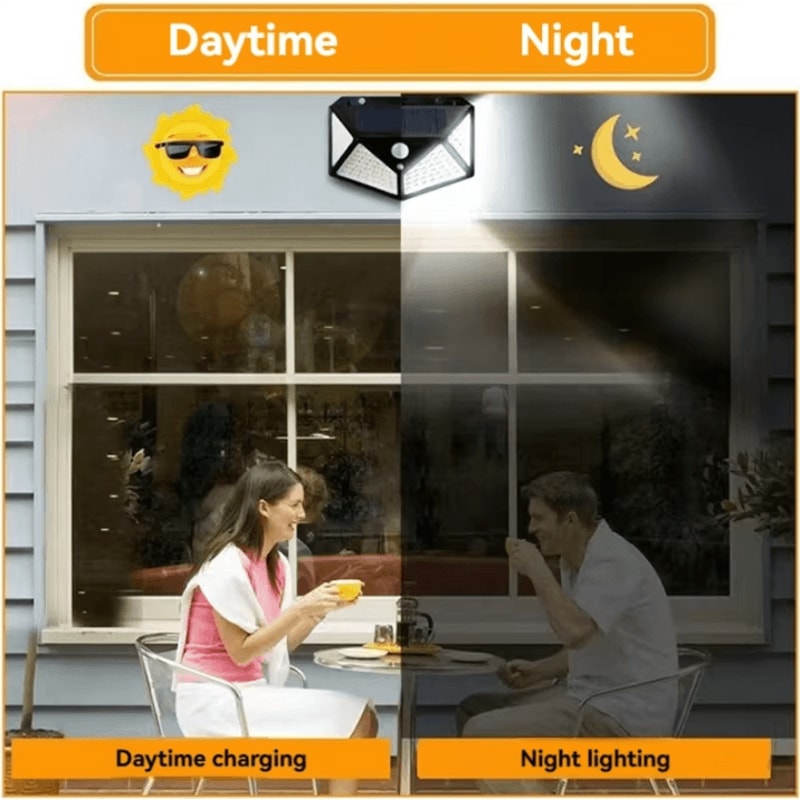 100 LED Solar Outdoor Wall Lights With PIR Motion Sensor Waterproof Garden Security Lamp 4