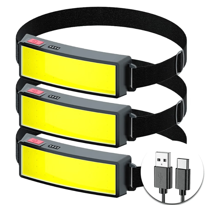 1Pc Powerful COB Rechargeable Headlamp With TypeC USB Outdoor Camping Lantern 0