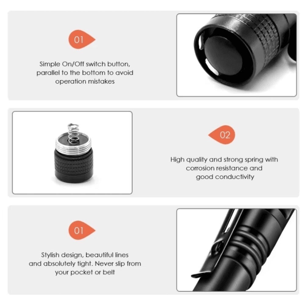 Mini Portable LED Pen Light Ultra Bright Pocket Flashlight For Camping And Emergency 1
