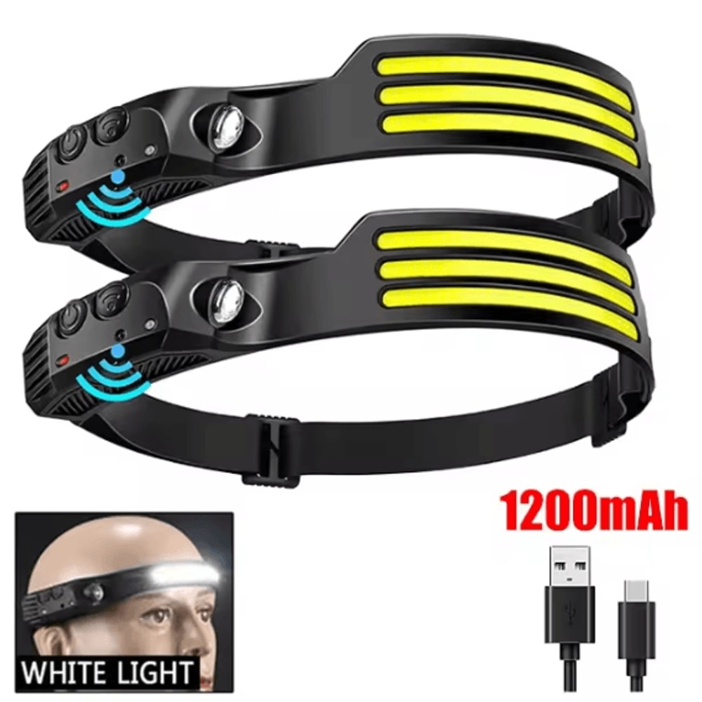COB LED USB Rechargeable Headlamp With Sensor For Outdoor Camping And Fishing 9
