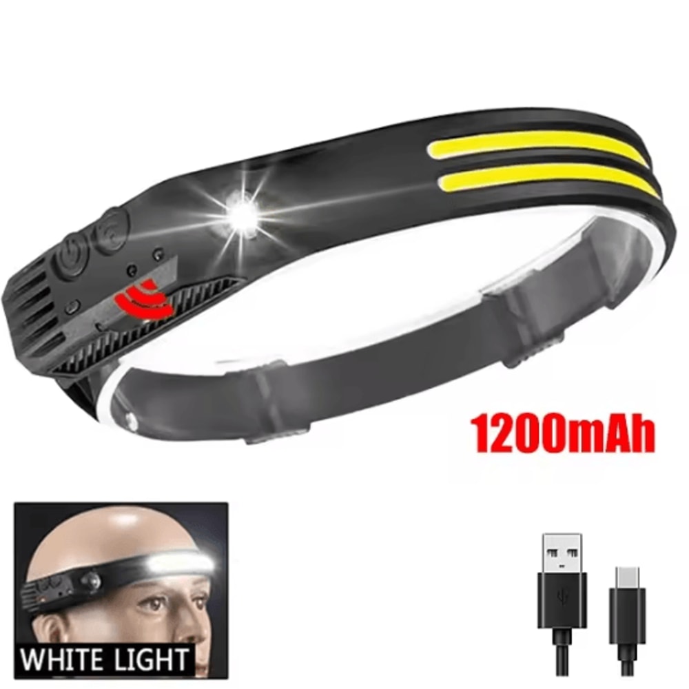 COB LED USB Rechargeable Headlamp With Sensor For Outdoor Camping And Fishing 6