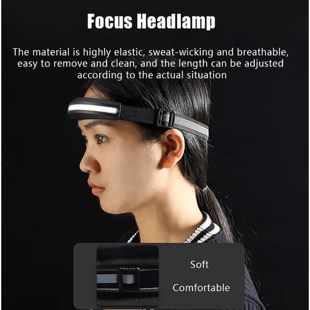 Portable Rechargeable COB Headlamp With Red And White Light For Outdoor Camping And Night Running 3