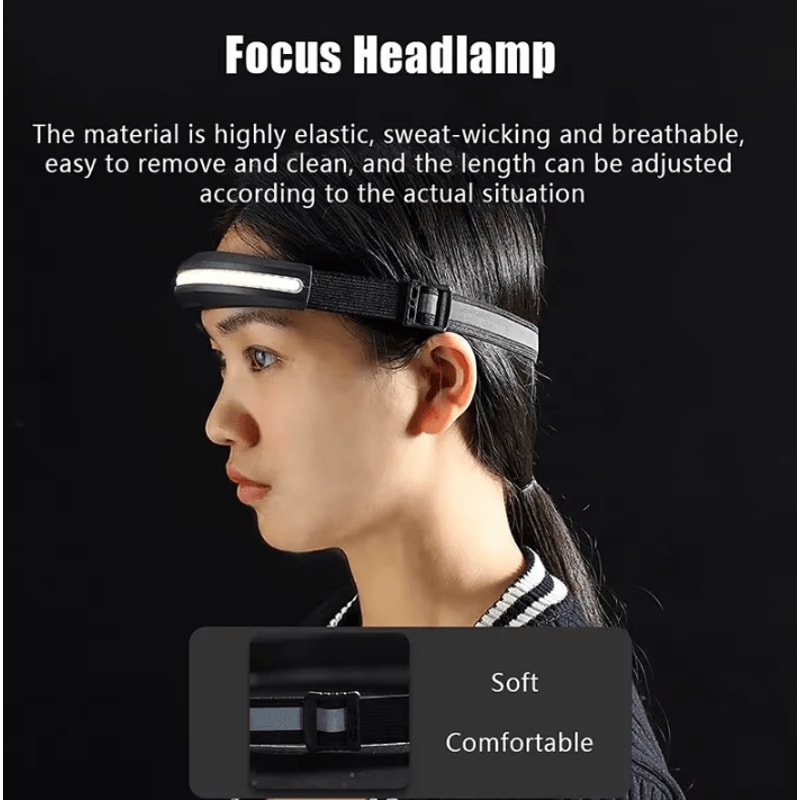 Portable Rechargeable COB Headlamp With Red And White Light For Outdoor Camping And Night Running 3