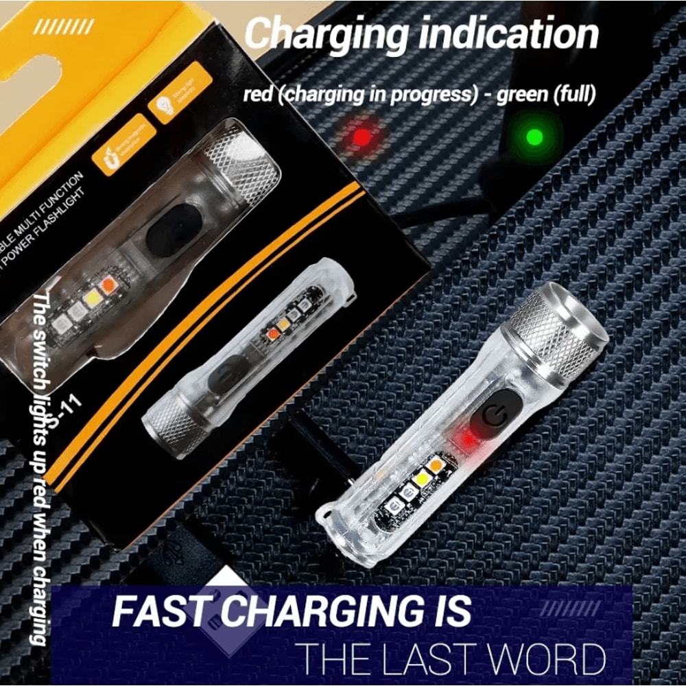 Mini LED Rechargeable Keychain Flashlight With Magnetic Base And Long Range Beam 3