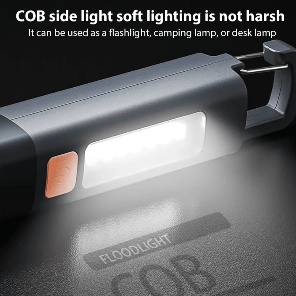 USB Rechargeable Strong Lighting Outdoor EDC Flashlight With COB Side Lamp And Telescopic Focus 2