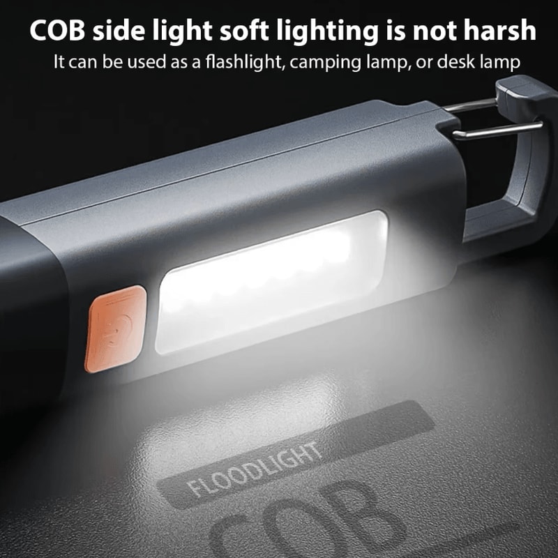 USB Rechargeable Strong Lighting Outdoor EDC Flashlight With COB Side Lamp And Telescopic Focus 2
