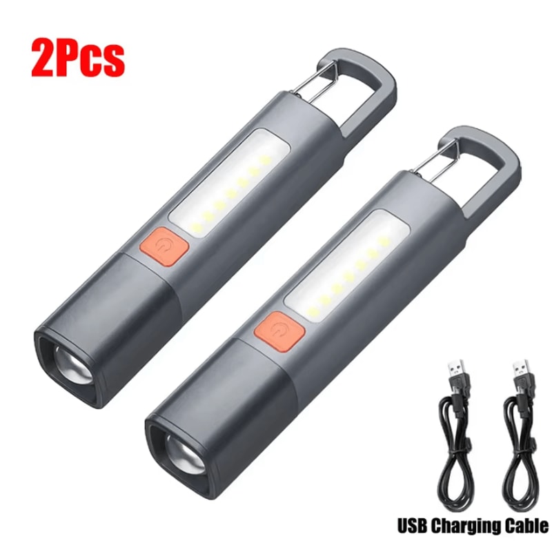 USB Rechargeable Strong Lighting Outdoor EDC Flashlight With COB Side Lamp And Telescopic Focus 5
