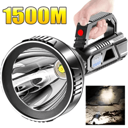 high power usb rechargeable led flashlight with waterproof spotlight for fishing and camping