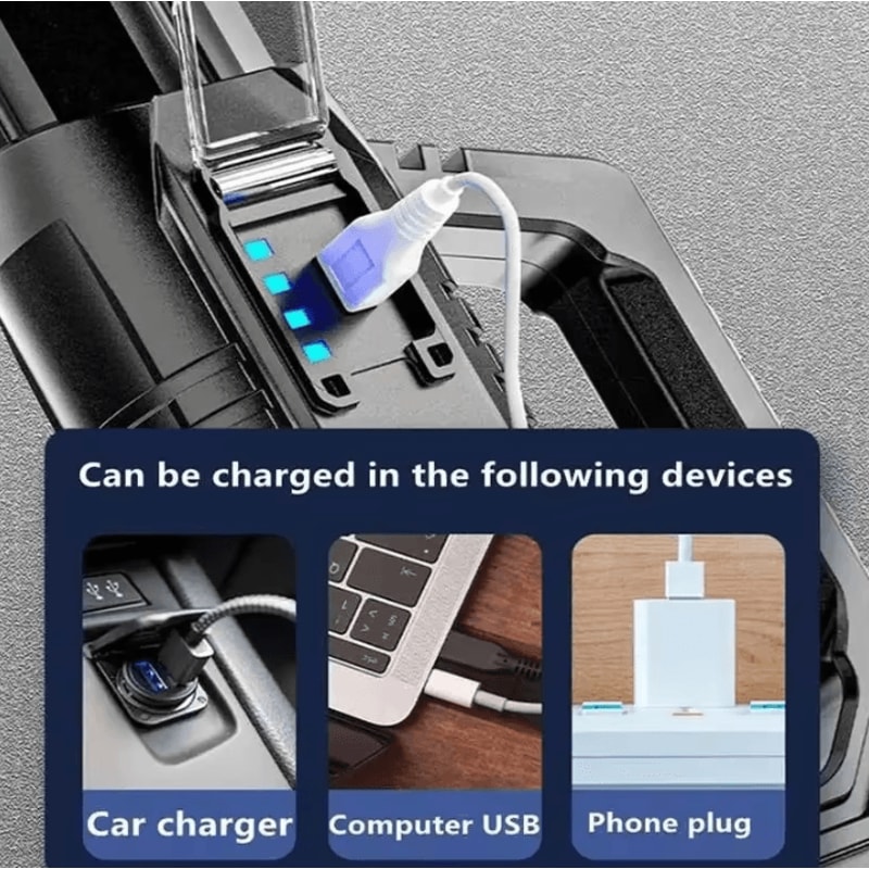 High Power USB Rechargeable LED Flashlight With Waterproof Spotlight For Fishing And Camping 3