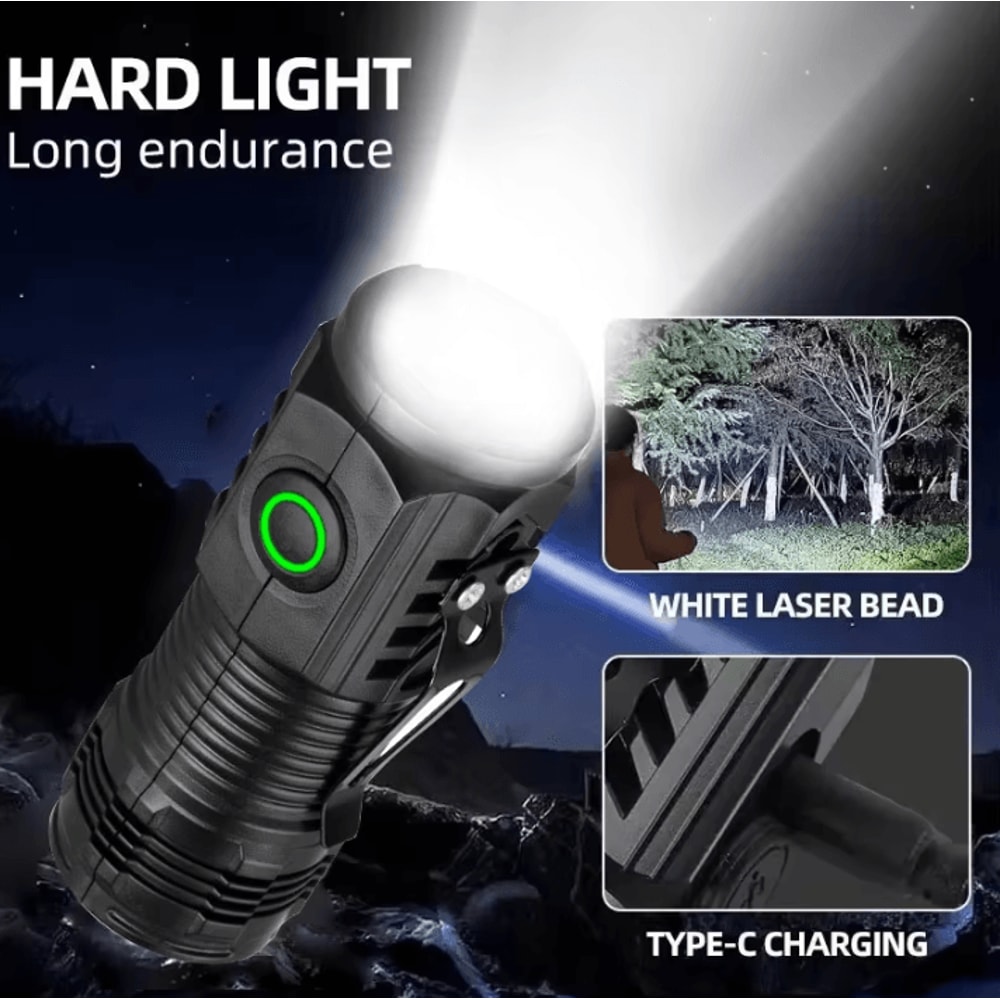 Ultra Powerful Rechargeable 3 Core LED Tactical Flashlight With Metal Pen Clip 0