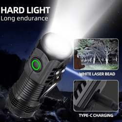 ultra powerful rechargeable 3 core led tactical flashlight with metal pen clip