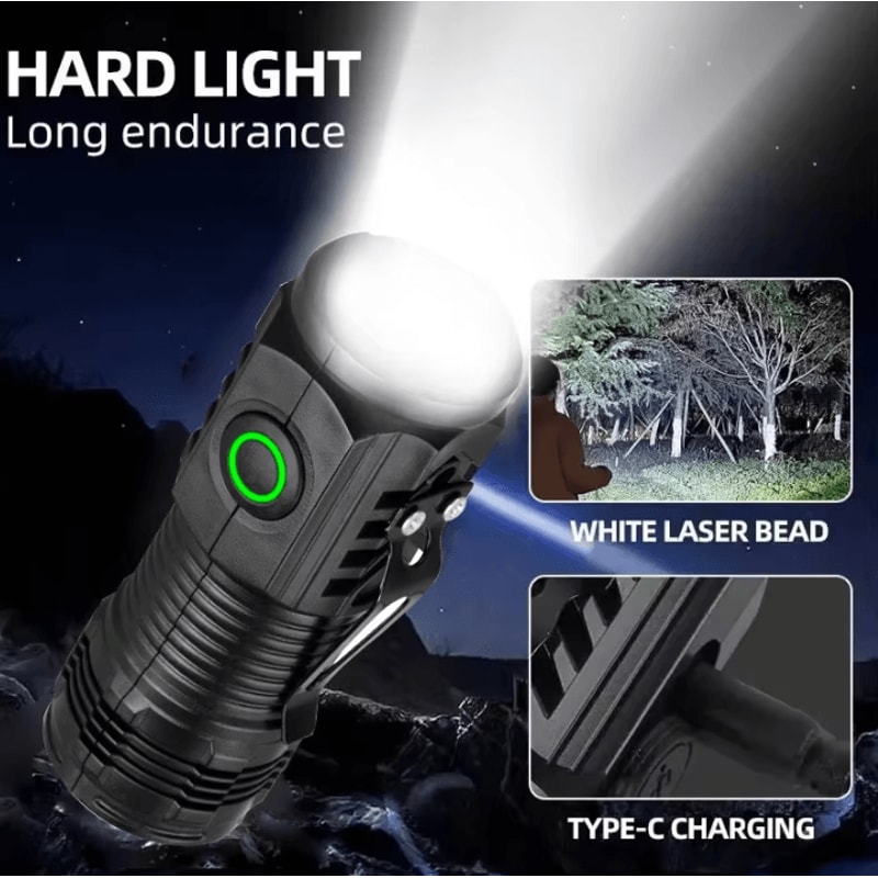 Ultra Powerful Rechargeable 3 Core LED Tactical Flashlight With Metal Pen Clip 0