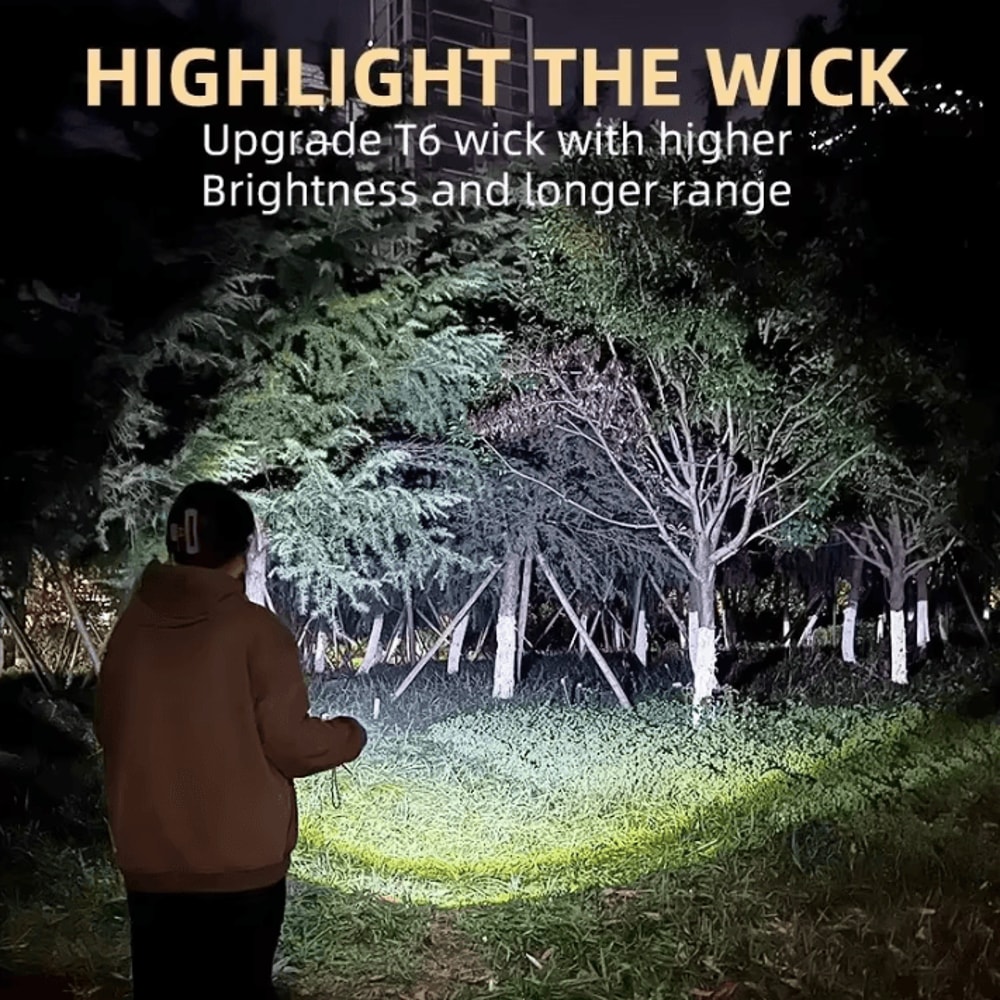 Ultra Powerful Rechargeable 3 Core LED Tactical Flashlight With Metal Pen Clip 2