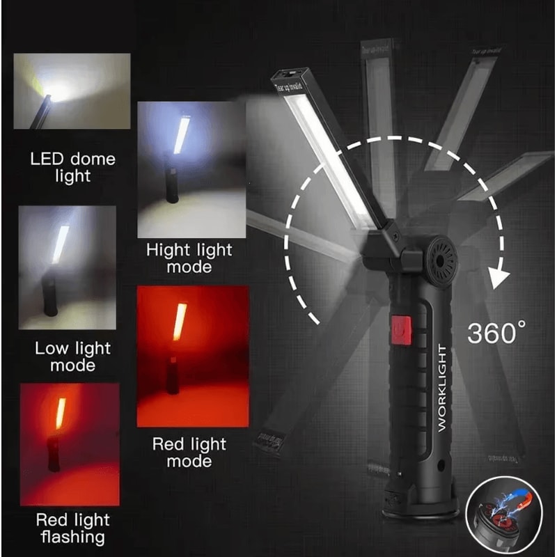 Rechargeable COB LED Work Light With Magnetic Hook USB Inspection Lamp And Power Bank Torch 1