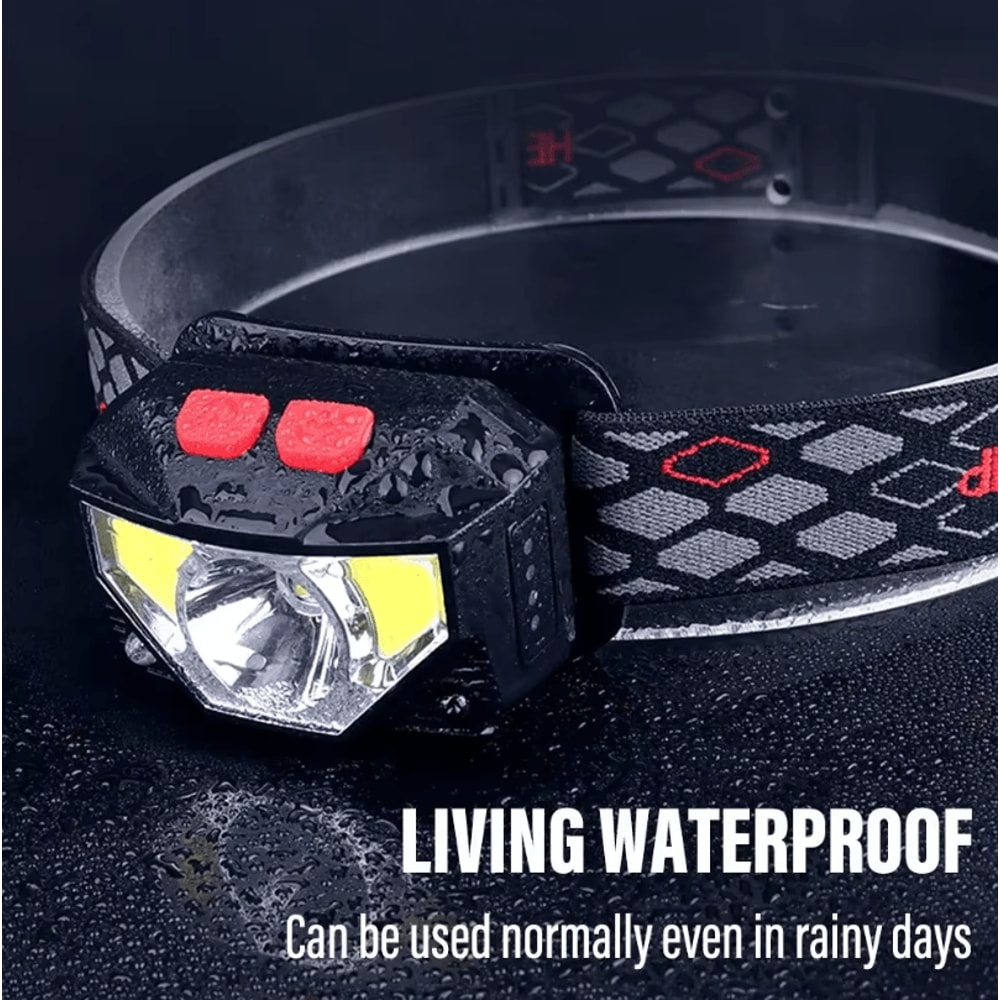 Rechargeable LED Headlamp With COB Sensor White And Red Light 8 Modes For Fishing And Outdoor Use 1