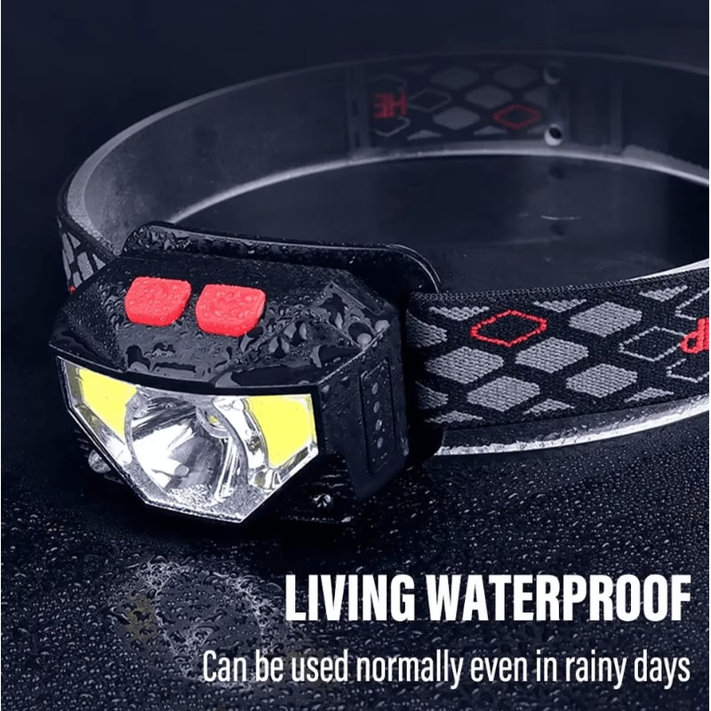 Rechargeable LED Headlamp With COB Sensor White And Red Light 8 Modes For Fishing And Outdoor Use 1