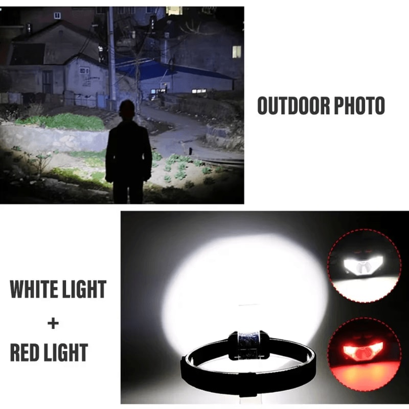 Rechargeable LED Headlamp With COB Sensor White And Red Light 8 Modes For Fishing And Outdoor Use 3