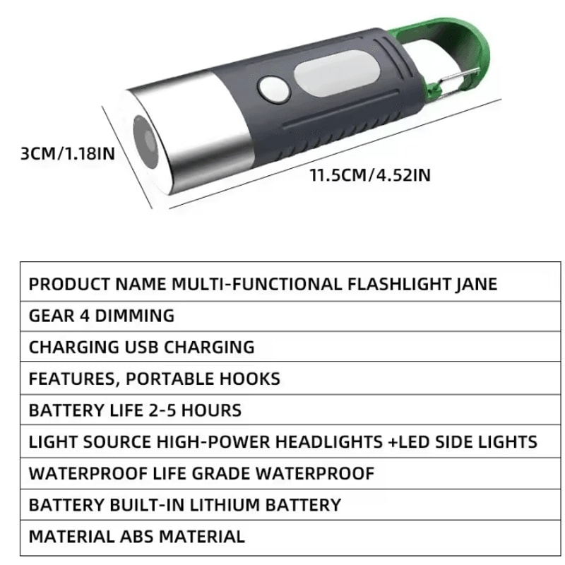High Power Mini LED Flashlight With Telescopic Zoom And Side Lights For Outdoor Camping 5