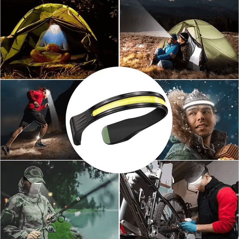 Rechargeable Headlamp With COB Wide Angle Lighting And Red Tail Safety Light For Outdoor Running An 5