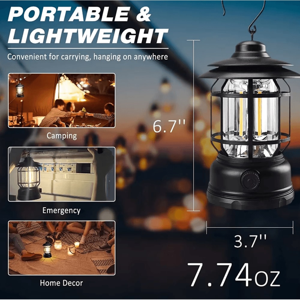 Rechargeable Stepless Dimming COB Camping Lantern Portable Waterproof Outdoor And Emergency Light 4