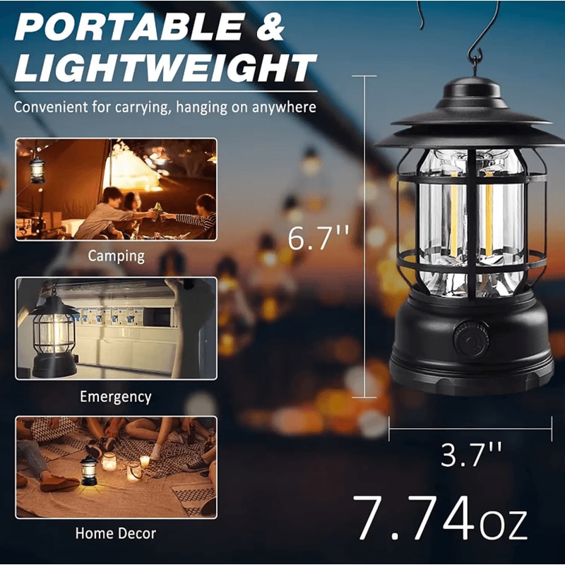 Rechargeable Stepless Dimming COB Camping Lantern Portable Waterproof Outdoor And Emergency Light 4