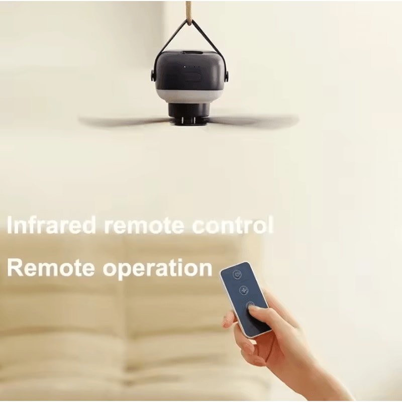 Rechargeable Portable Ceiling Fan With Remote Control And LED Lighting For Outdoor Camping 2
