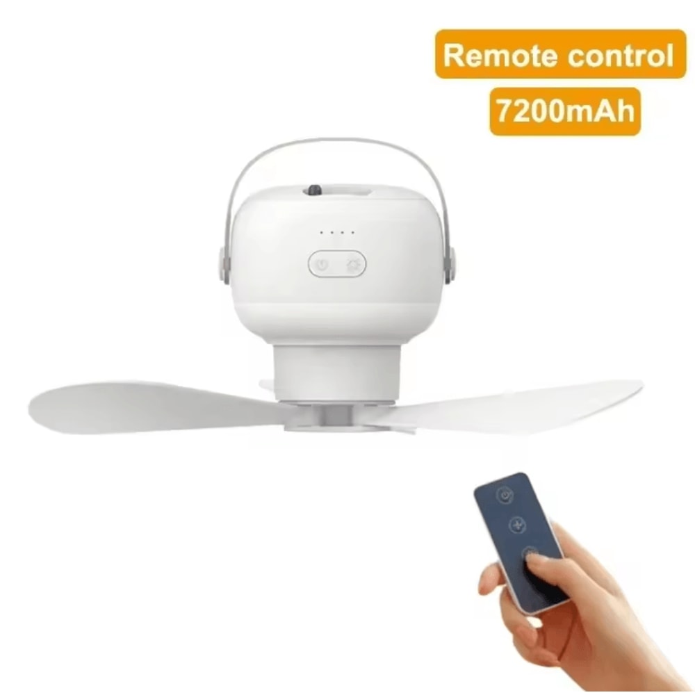 Rechargeable Portable Ceiling Fan With Remote Control And LED Lighting For Outdoor Camping 7
