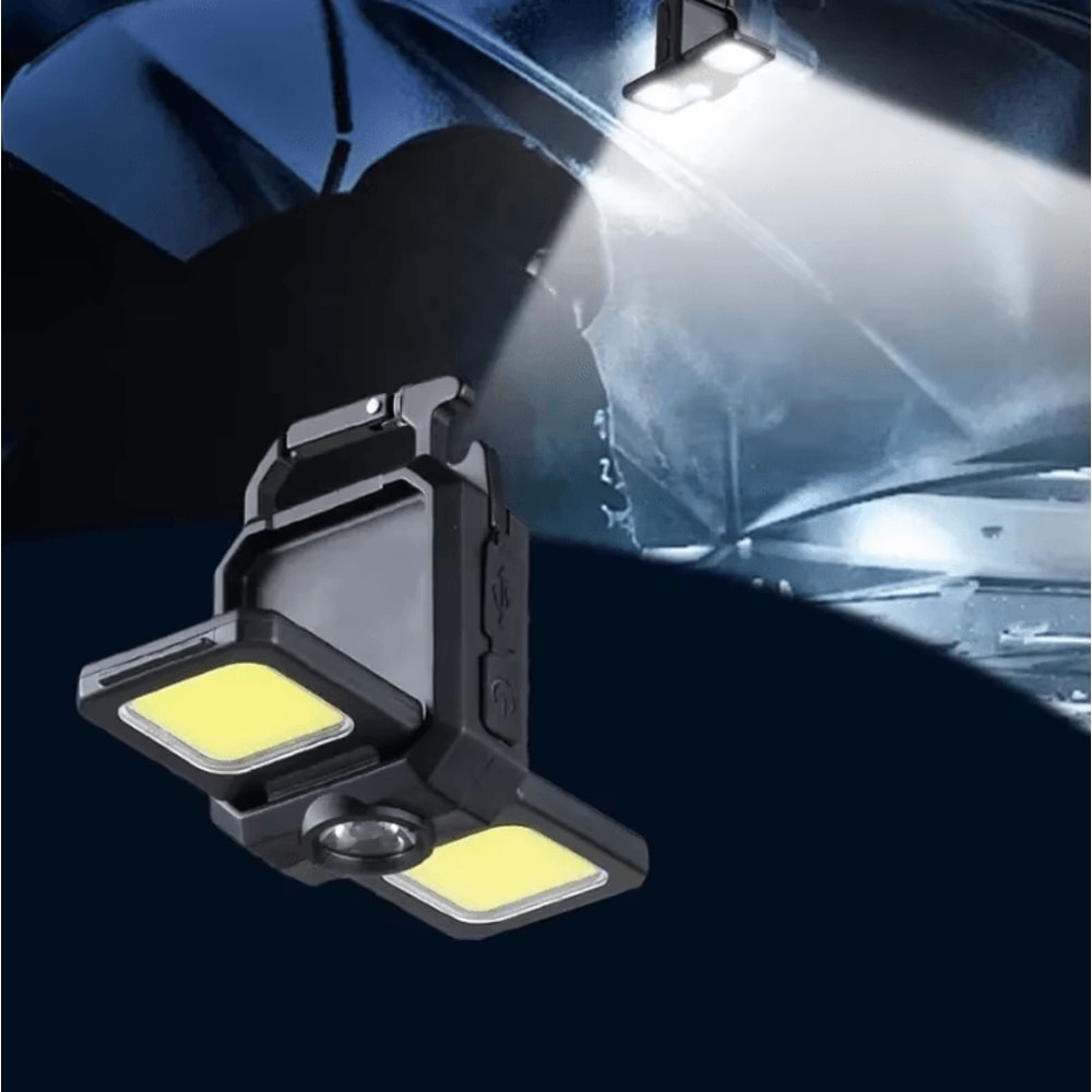 1pc Rechargeable COB Keychain Work Light With Dual Light Source And 5 Modes For Camping And Hiking 4
