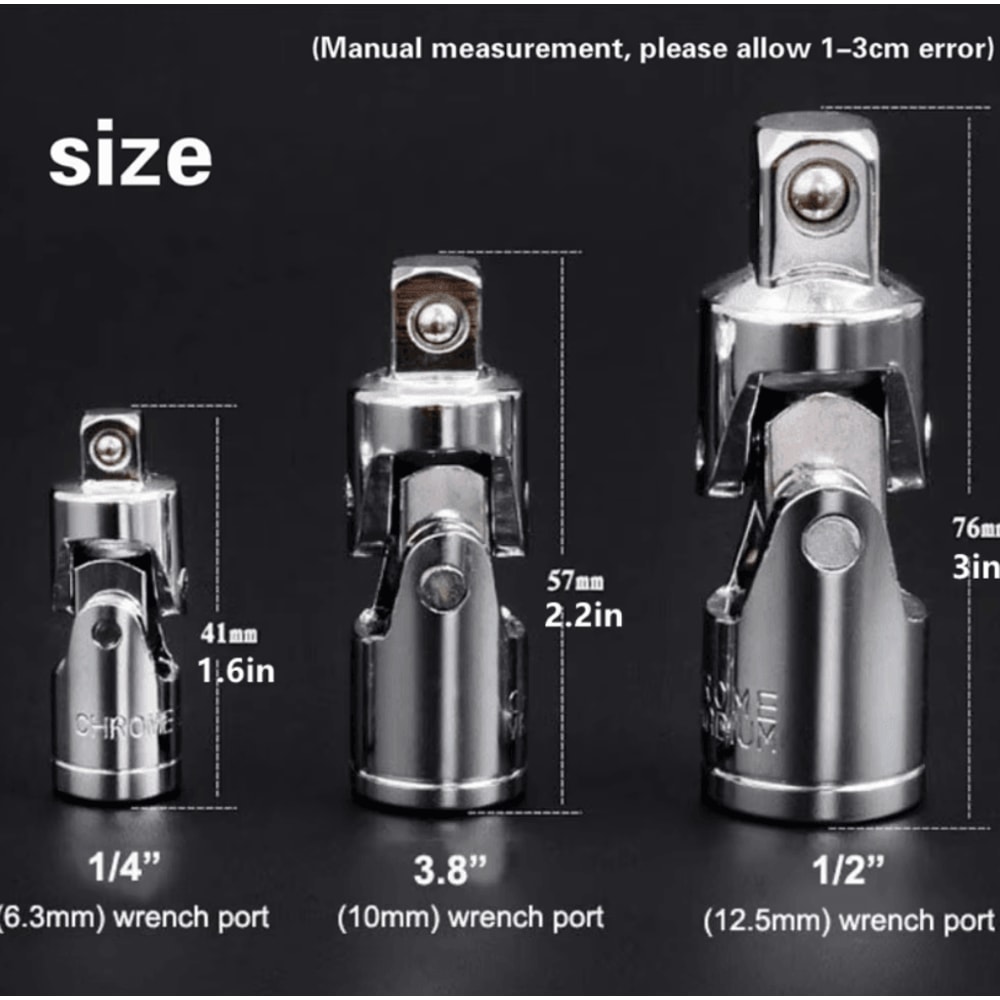Swivel Universal Joint Air Impact Sockets For 14 38 And 12 Inch Drive Tools 3