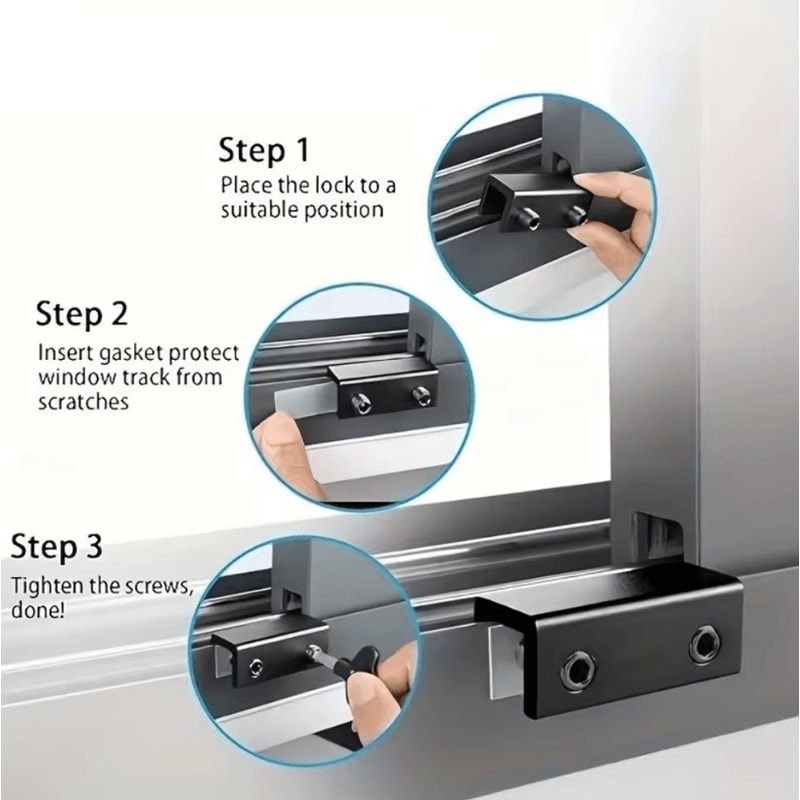Adjustable Aluminum Window Lock Stopper For Vertical And Horizontal Windows NoDrill Installation 3