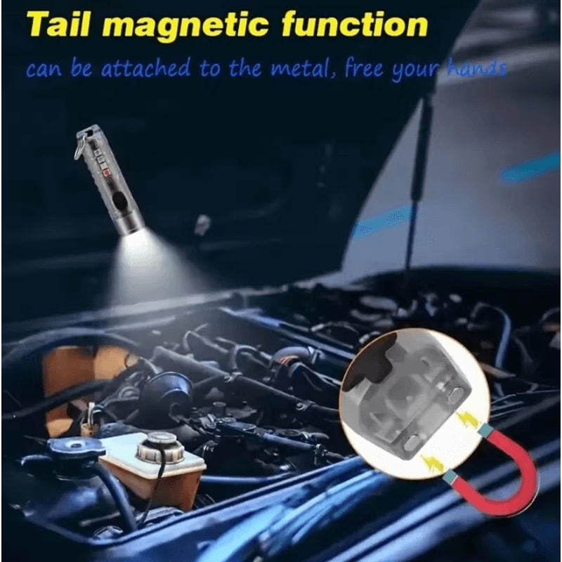 Rechargeable Mini Keychain Flashlight With 10 Modes And Magnetic Base For Camping And Outdoor Use 1