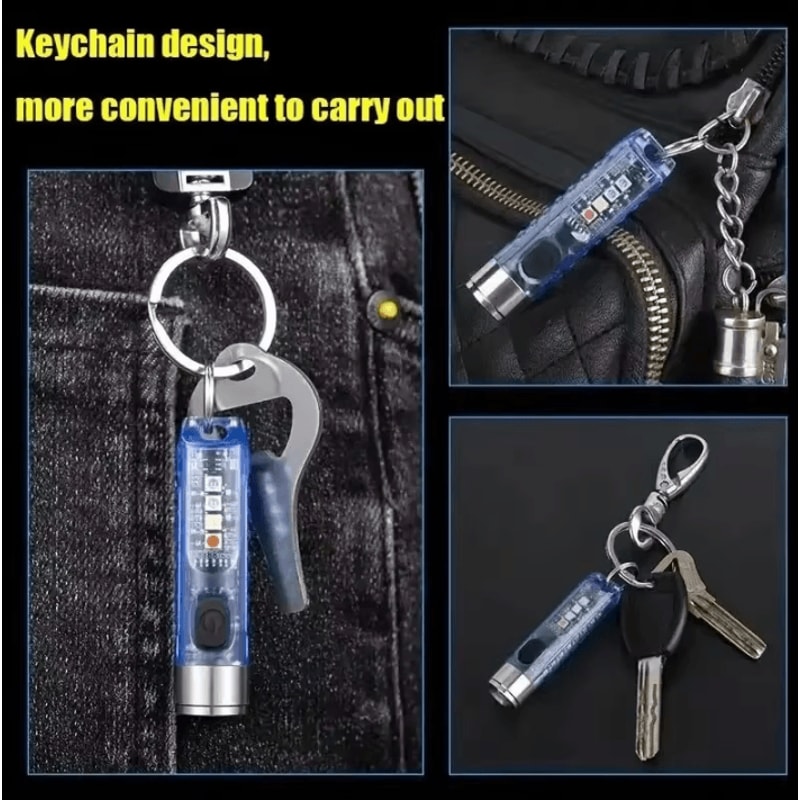 Rechargeable Mini Keychain Flashlight With 10 Modes And Magnetic Base For Camping And Outdoor Use 2