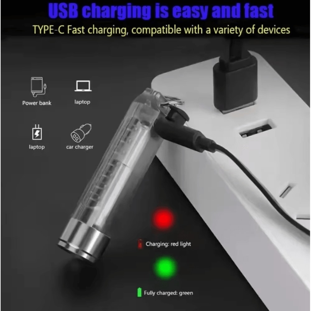 Rechargeable Mini Keychain Flashlight With 10 Modes And Magnetic Base For Camping And Outdoor Use 3