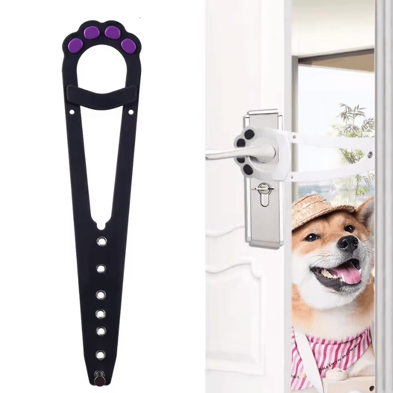 Adjustable Black Pet Door Holder Latch For Cats And Small Pets 0