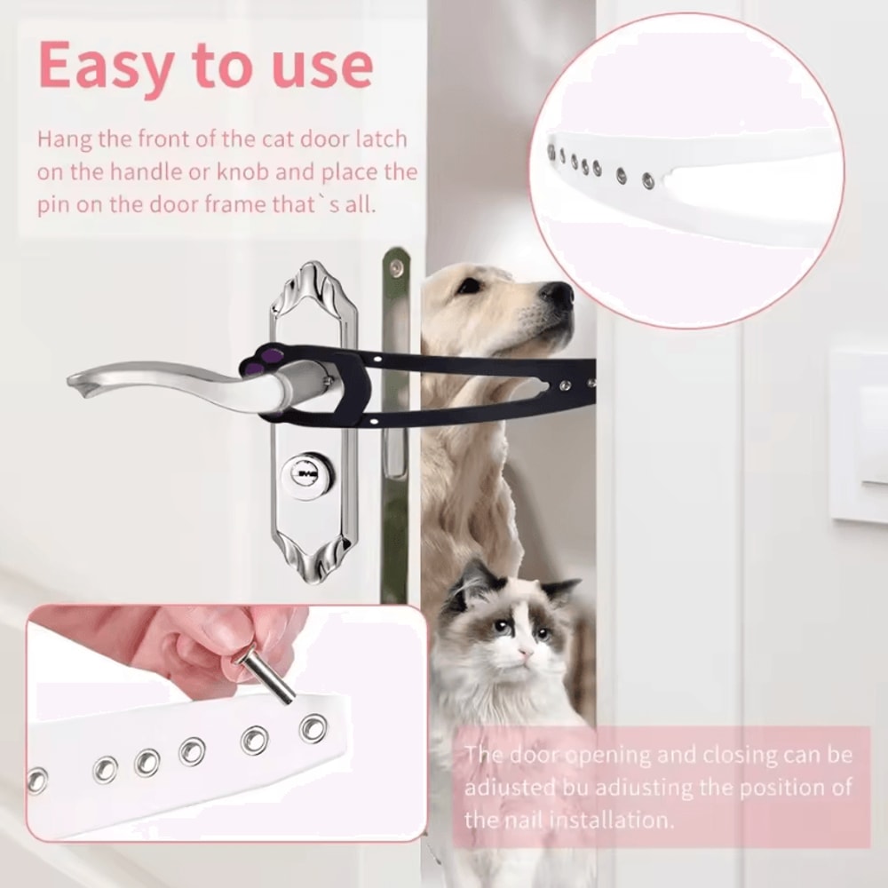 Adjustable Black Pet Door Holder Latch For Cats And Small Pets 2