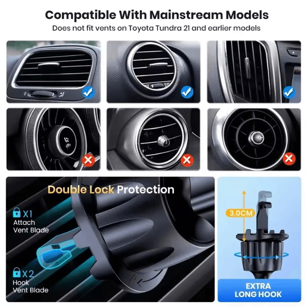 Gravity Car Phone Holder With 360 Rotation For Air Vent Mount And OneHand Placement 5