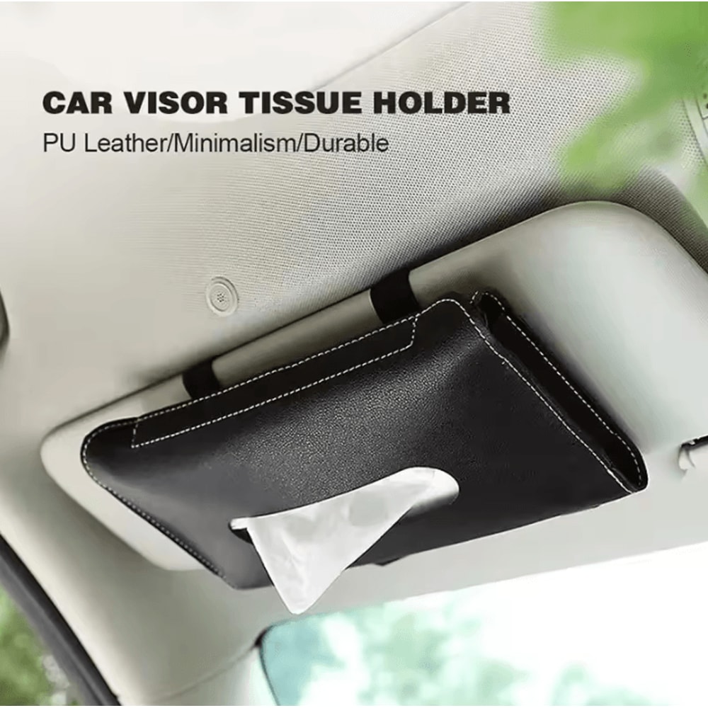 Detachable PU Leather Tissue Box Car Visor Storage Accessory For SUV Sedan And Truck 1