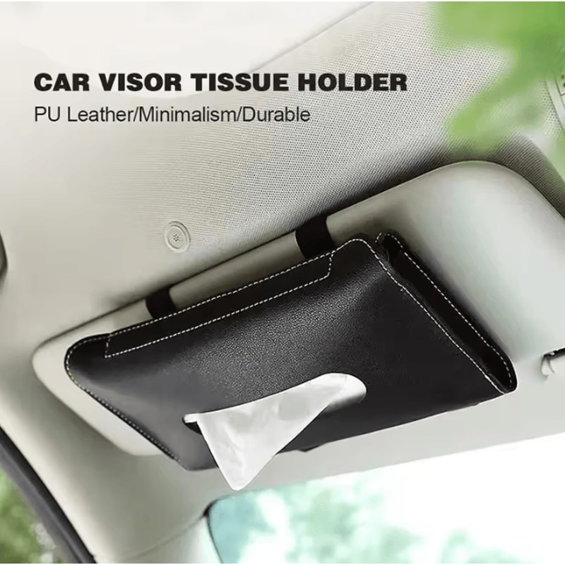 Detachable PU Leather Tissue Box Car Visor Storage Accessory For SUV Sedan And Truck 1