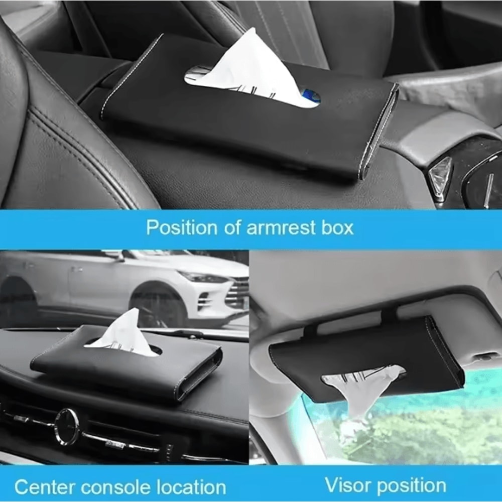 Detachable PU Leather Tissue Box Car Visor Storage Accessory For SUV Sedan And Truck 3