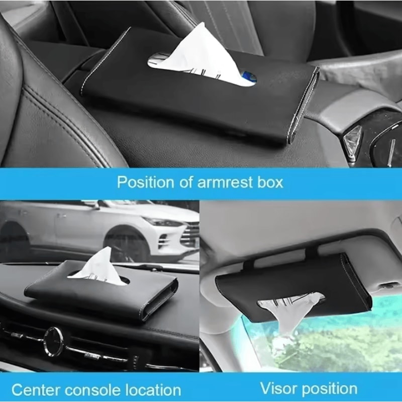 Detachable PU Leather Tissue Box Car Visor Storage Accessory For SUV Sedan And Truck 3