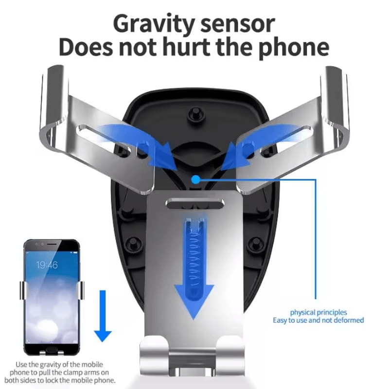 Gravity Sensor Car Air Outlet Phone Holder Solid Metal Universal Mobile Mount 4
