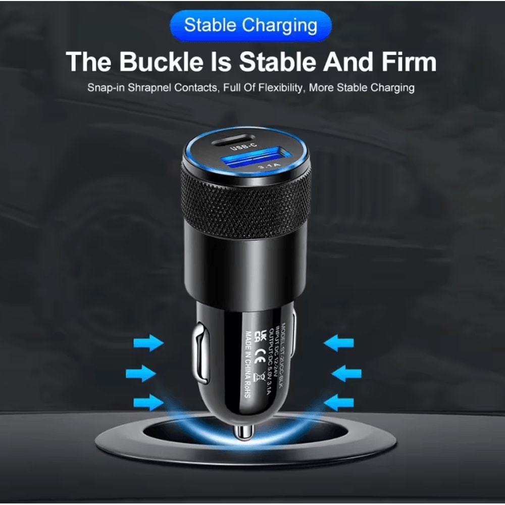 1Pc 68W USBC PD Car Charger Fast Charging Adapter For IPhone And Samsung Phones 1