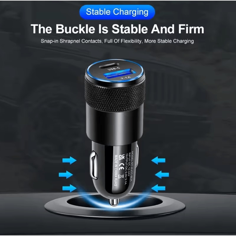 1Pc 68W USBC PD Car Charger Fast Charging Adapter For IPhone And Samsung Phones 1