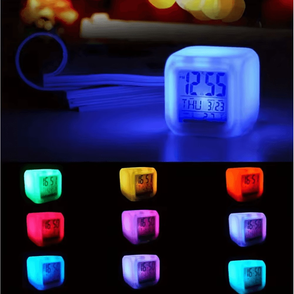 Lovely Colorful Cube Alarm Clock Creative Luminous Home Alarm Clock 1