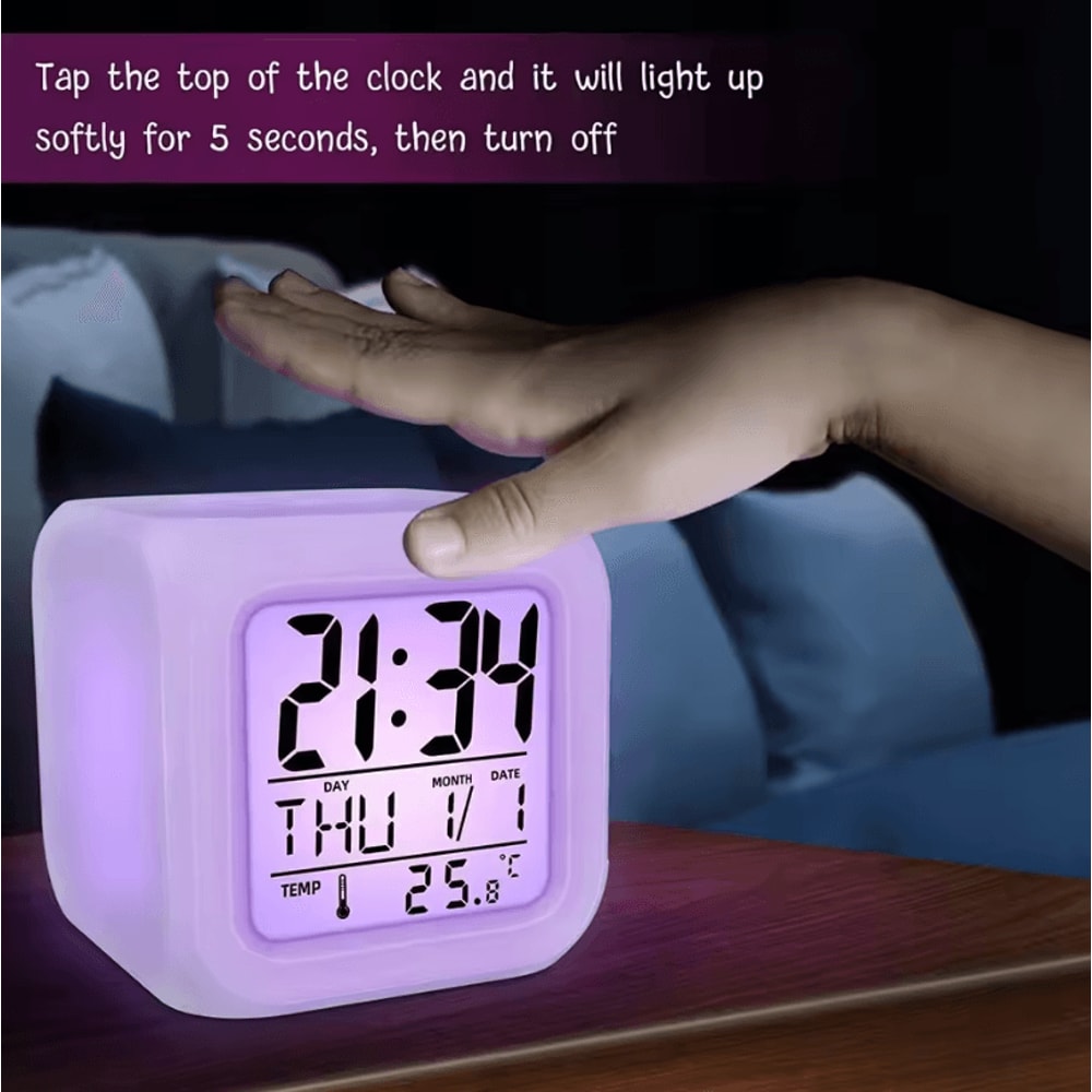 Lovely Colorful Cube Alarm Clock Creative Luminous Home Alarm Clock 2
