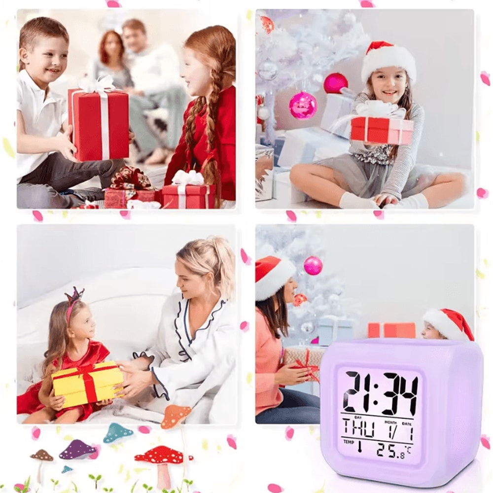 Lovely Colorful Cube Alarm Clock Creative Luminous Home Alarm Clock 4