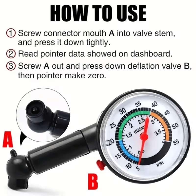 HighPrecision Tire Pressure Checker 0100 PSI Rugged Gauge With Deflator Tool 3