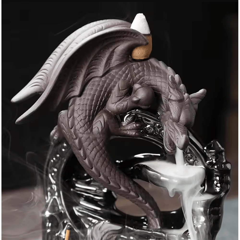 Ceramic Vintage Dragon Backflow Incense Burner For Home Aromatherapy And Decor 2