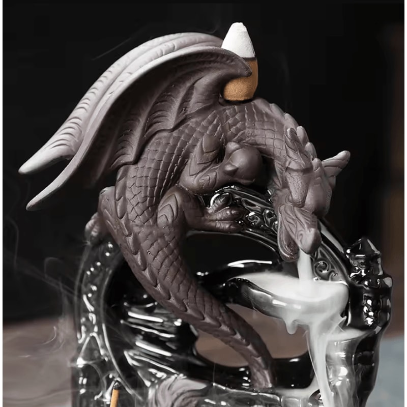 Ceramic Vintage Dragon Backflow Incense Burner For Home Aromatherapy And Decor 2
